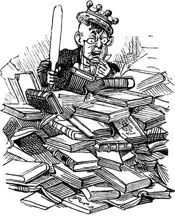 man in pile of books